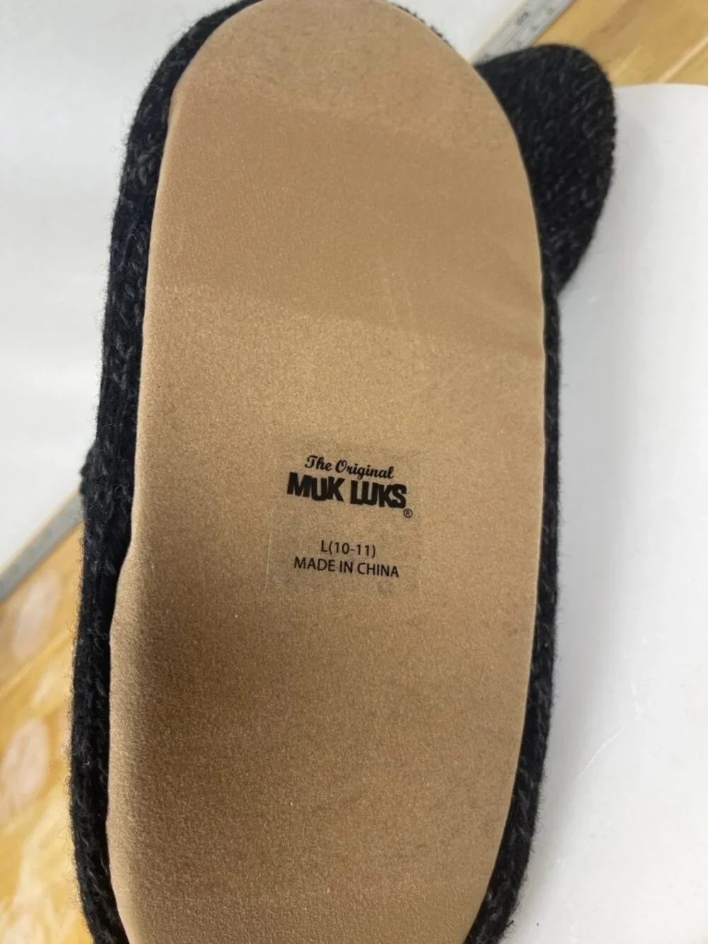 Muk Luks Morty Slippers Mens L 10-11 Black Knit Cozy Slip Resistant New